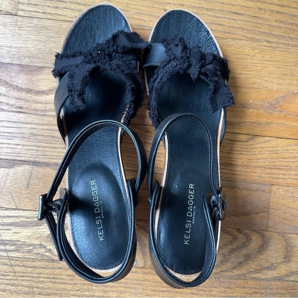 NEW Kelsi Dagger Brooklyn Florasv Tweed Platform Heel Wooden Boho Sz 11 NWOT - Picture 5 of 7